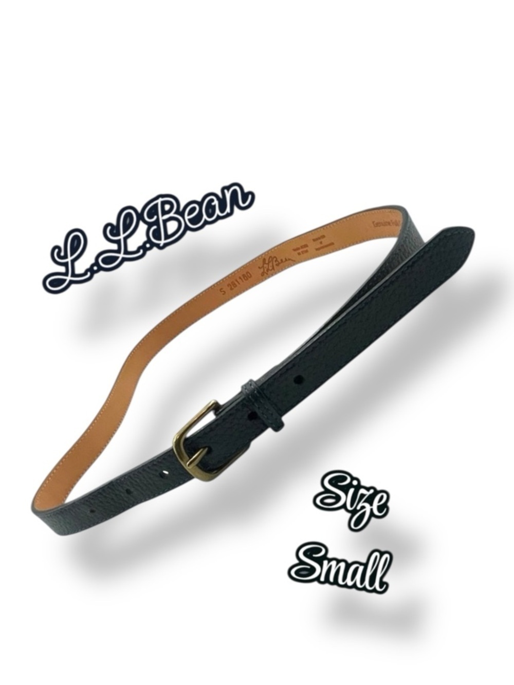 L.L. Bean Leather Navy Blue Belt Size Small Style 281160